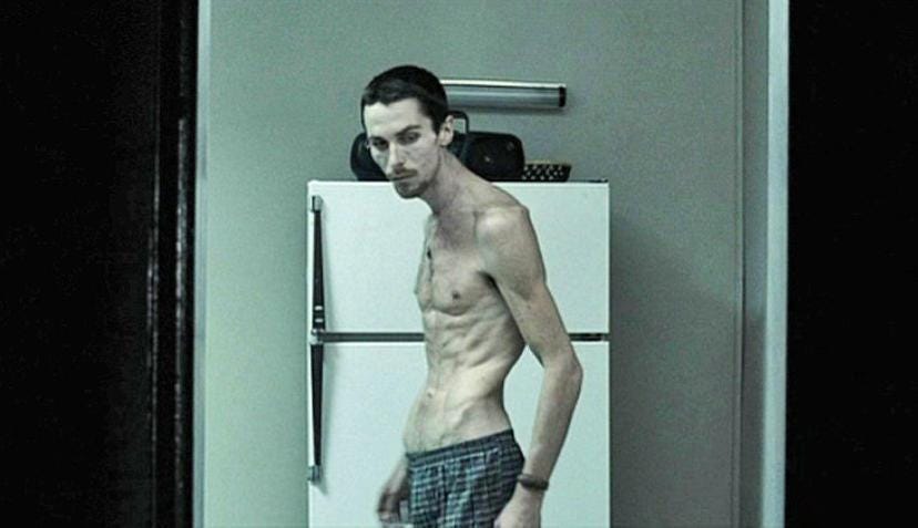 Extremely emacipated Christing Bale in The Machinist